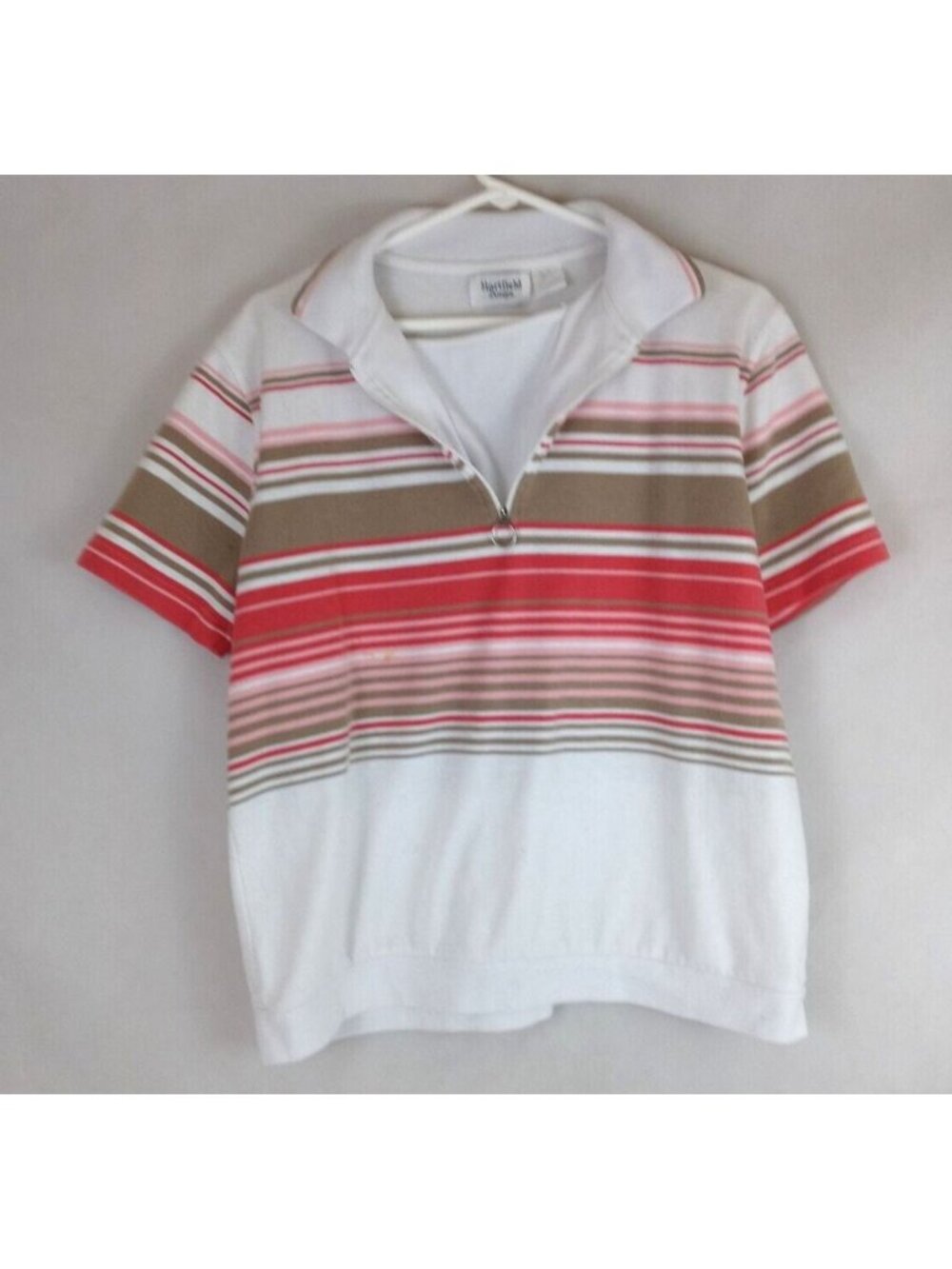 Hartfield Design Women's 1/4 Zip Striped Shirt Size XL